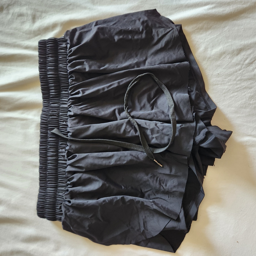Black Ruffled Skirt with Drawstring